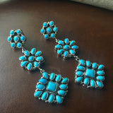 Natural Sleeping Beauty Turquoise Dangle Earrings Navajo D. Ashley Signed
