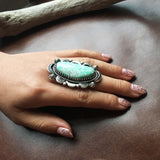 Handmade Sterling Silver Overlay Carico Lake Ring Size 7 Signed Marita Benally