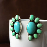 Beautiful Handmade Sterling Silver Blue and Green Campitos Earrings