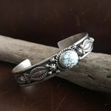 Beautiful Handmade Sterling Silver Mini Dry Creek Turquoise Bangle Bracelet