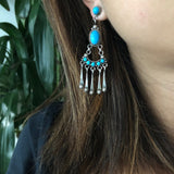 Pearls of Neptune Sleeping Beauty Turquoise Earrings Signed Carlos Santa Fe