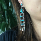 Beautiful Mini Clustered 6 Carat Egyptian Turquoise Chandelier Luxury Earrings