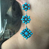Natural Sleeping Beauty Turquoise Dangle Earrings Navajo D. Ashley Signed