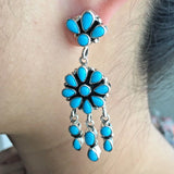 Sleeping Beauty Turquoise Chandelier Cluster Dangle Earrings Signed Emma Lincoln