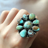 Beautiful Super Rare Light Blue Royston Turquoise Small Flower Ring Size 7