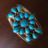 Simple Sterling Bracelet with Sleeping Beauty Turquoise Signed Kathleen Chavez