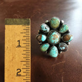 Beautiful Super Rare Light Blue Royston Turquoise Small Flower Ring Size 7