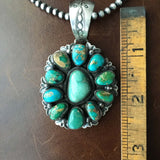 Carico Lake and New Lander Cluster Necklace Pendant with Navajo Beads Signed