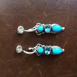 Blue Fairy Sleeping Beauty Turquoise Dangle Earrings Signed Leo Feeney