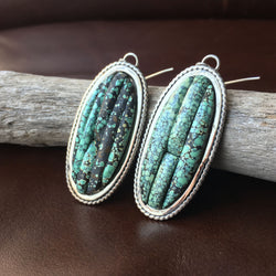Rare Natural New Lander Sterling Silver Earrings Handmade Signed Carlos Eagle