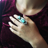 Beautiful Two Stoned Royston Turquoise Sterling Silver Ring Size 8