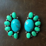 Beautiful Handmade Sterling Silver Blue and Green Campitos Earrings