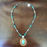Royston and Spiny Oyster Pendant with Royston, Spiny Oyster, and Navajo Beads