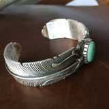 Beautiful Feather Sterling Light Tiffany Green Campitos Turquoise Bracelet