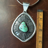 Tufa Cast Natural Carico Lake Turquoise Pendant Necklace Sterling Handmade