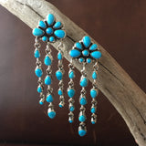 Handmade Waterfall Sleeping Beauty Turquoise Earrings Signed Emma Lincoln