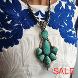 7 Stone Statement Royston Turquoise Necklace Handmade And Signed M R Necklaces / Pendants