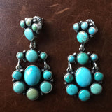Handmade Sterling Silver Rounded Blue Green Carico Lake Dangle Earrings