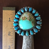 Natural Royston Turquoise Statement Ring with Ithaca Peak Mini Stones Size 8