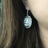 Beautiful Handmade Sterling Silver White Buffalo Oval Earrings Variation 1