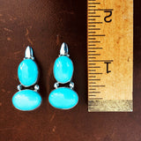 Beautiful Handmade Two Stoned Campitos Turquoise Sterling Silver Earrings