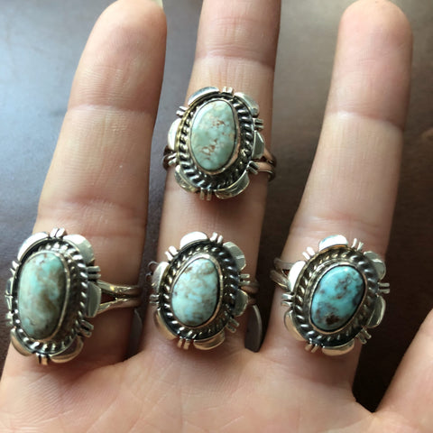 Beautiful Mini Sterling Silver Single Stone Dry Creek Turquoise Ring S ...