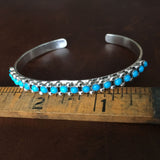 Sterling Natural Sleeping Beauty Turquoise Cuff Bracelet Signed Paul Livingston
