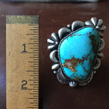 Handmade Royston Turquoise Statement Ring Signed by Danny Clark Size 8