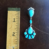 Beautiful Handmade Sterling Silver Blue Campitos Turquoise Long Dangle Earrings
