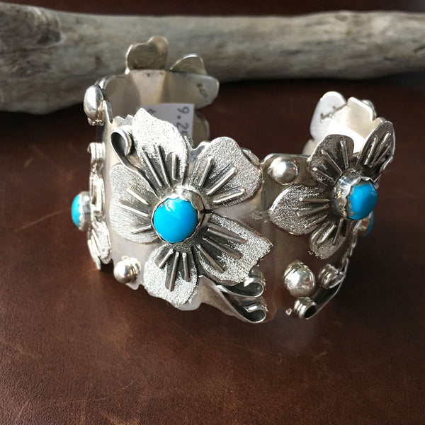 AMAZING fashion VINTAGE STERLING SILVER TURQUOISE CUFF BRACELET # 542