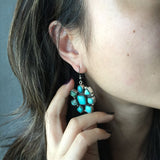 Beautiful Handmade Carico Lake Turquoise Flower Cluster Dangle Earrings