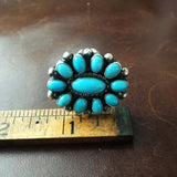 Handmade Sterling Sleeping Beauty Turquoise Flower Cluster Ring Size 9