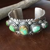 Beautiful Handmade 5 Stone Carico Lake Turquoise Sterling Silver Bracelet Cuff