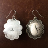 Beautiful Handmade Sterling Silver Stamped Oval White Buffalo Earrings