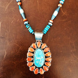 Royston and Spiny Oyster Pendant with Royston, Spiny Oyster, and Navajo Beads