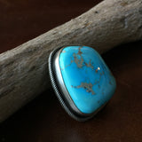 Handmade Sleeping Beauty Turquoise Sterling Denim Brown Metal Tack Button
