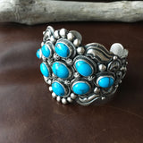 Large Handmade Egyptian Turquoise Statement Sterling Silver Bracelet Cuff