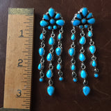 Handmade Waterfall Sleeping Beauty Turquoise Earrings Signed Emma Lincoln