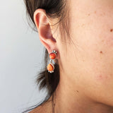 Mini Two Stoned Sterling Silver Orange Spiny Oyster Earrings Vibrant
