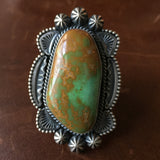 Handmade Royston Turquoise Statement Ring Signed by Michael Calladitto Size 9.5